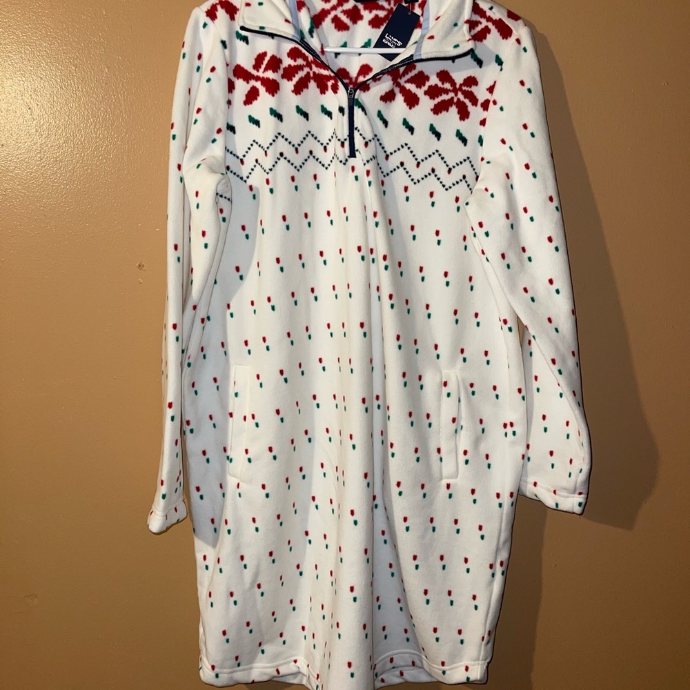 Lands' End White and Red Pajama Dress